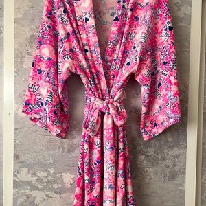 NWOT Lilly Pulitzer Lg. Velour Hearts💗Bathrobe!  Super soft & comfy robe!